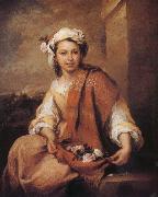 Bartolome Esteban Murillo A girl wearing a Rose oil